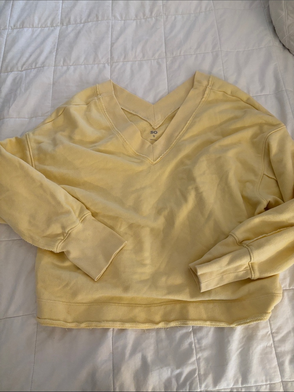 SO Pale Yellow V-Neck Women's Sweater